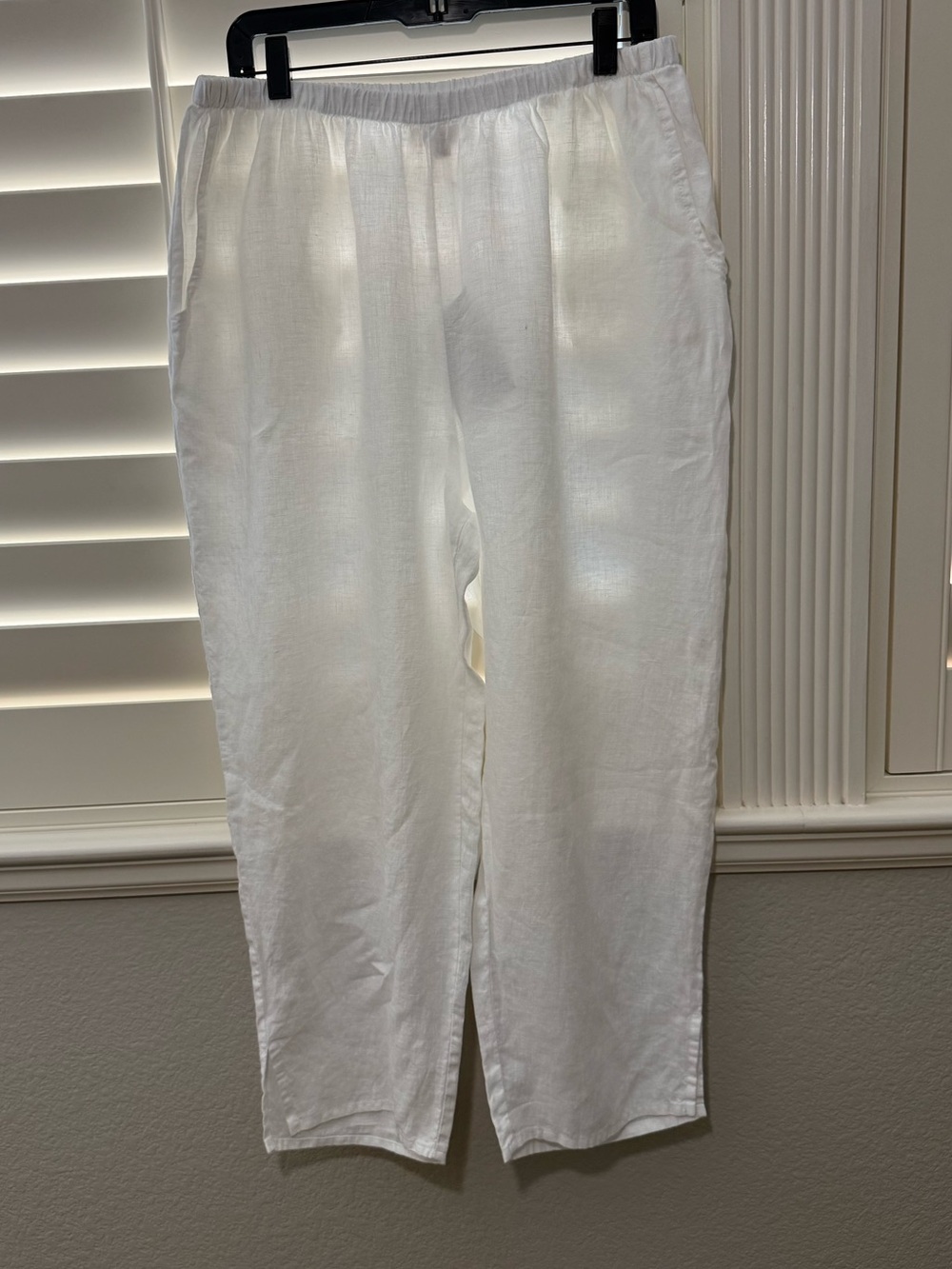 NWT FLAX 100% Linen Tapered Pant White Size Large